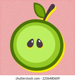 Green apple fruit style alphabet text, letter O