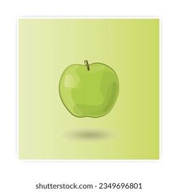 Green Apple, fruit vector design template. Green apple icon photo frame mock up. Green Apple water color isolated on white background. Vector illustration. Can be used as a logo, background. 