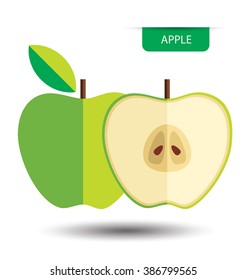 Green apple, fruit vector illustration