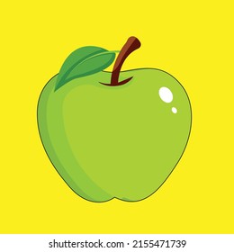 Vector de manzana verde aislado en fondo amarillo