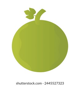 Green apple or grape fruit with leaf flat vector icon and logo design