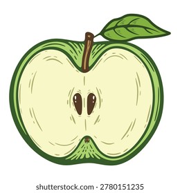 Green apple half slice