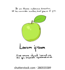 Green Apple Hand Draw Logo Color Icon Vector Illustration