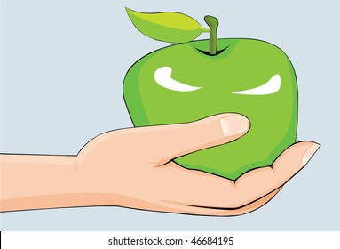 Green Apple in Hands