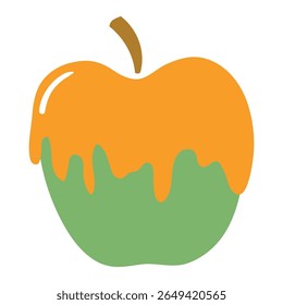 Maçã verde no mel, Rosh Hashaná símbolo, isolado no transparente. Ilustração de vetor plana desenhada à mão. Tradicional Hebraico Ano Novo clip art, verão sazonal, outono elemento de design de frutas
