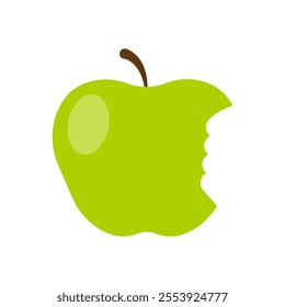 Green apple icon. Bite detail. Fresh fruit illustration. Vector design.