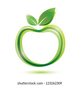 green apple icon, ecology and bio food concept
