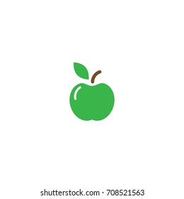 Green apple icon. Flat pictogram isolated on white. Vector illustration. Healthy food logo.