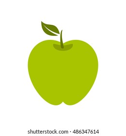 Green apple icon in flat style isolated on white background. Fruit symbol vector illustration