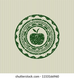 Green apple icon inside rubber grunge seal