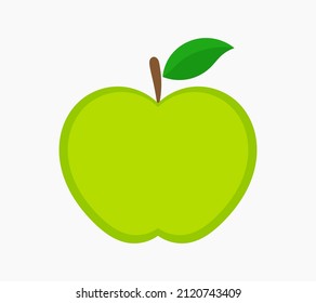 Icono de manzana verde aislado en fondo blanco. Ilustración vectorial.