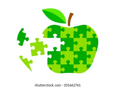 Green apple icon on white background