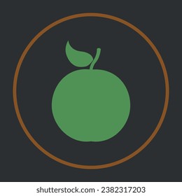 Green apple icon. Vector on gray background
