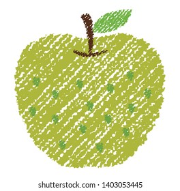 Green apple illustration  (handwriting style / Colored pencil stroke) 