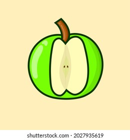 Green apple illustration vector for fruits design, website icon, sign