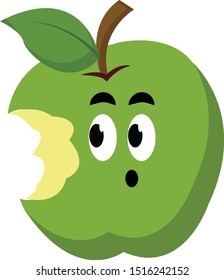 Green apple, illustration, vector on white background.