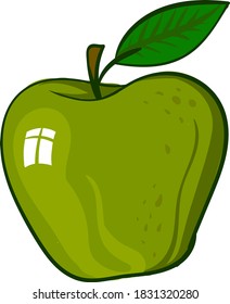 Maçã verde, ilustração, vetor sobre fundo branco