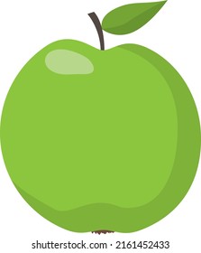 green apple isolated on white background, flat design vector illustration