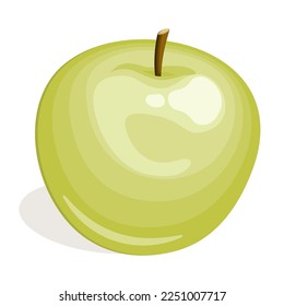 Green apple isolated on white background. Vector illustration