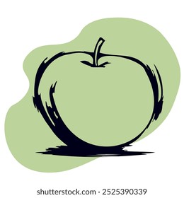 Green apple isolated on white background. Apple vector design. Abstract flat design, drawn healthy food. Fruity design.