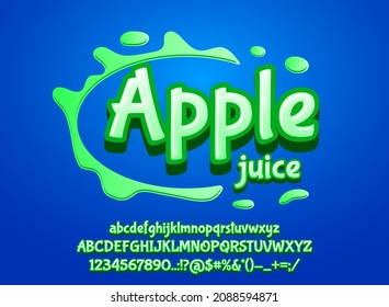 green apple juice with milk splash label text effect