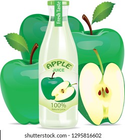 Green apple juice.illustration vector