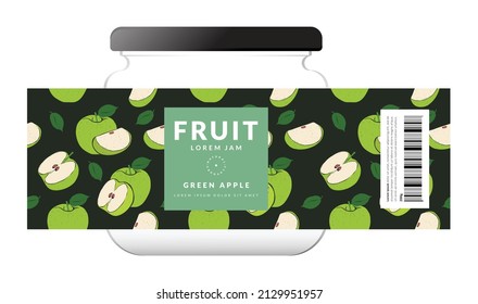 Green Apple Label packaging design templates, Hand drawn style vector illustration.