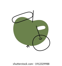 Grüner Apfel mit einem Blatt im flachen Stil. Vektorgrafik
