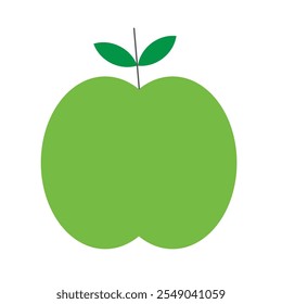 Green apple with leaf illustration
