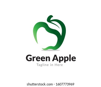 Green apple leaf logo design inspiration