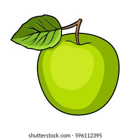 Green Apple with leaf.Proper diet for diabetes.Diabetes single icon in cartoon style vector symbol stock illustration.