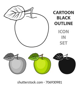 Green Apple with leaf.Proper diet for diabetes.Diabetes single icon in cartoon style vector symbol stock illustration.