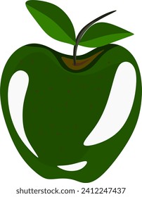 a green apple with leaves