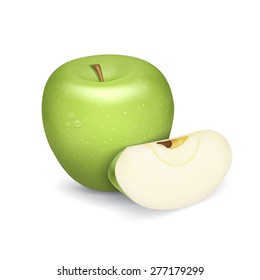 Green apple with apple lobule. EPS10 vector