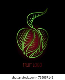 Green Apple logo on a dark background,hand drawn graphic element