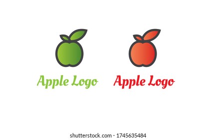 green Apple Logo and Red Apple Logo with modern style can for juice logo - fruit logo -drink symbol , food icon ,Vector EPS 10