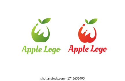green Apple Logo and Red Apple Logo with modern style can for juice logo - fruit logo -drink symbol , food icon ,Vector EPS 10