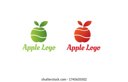 logotipo de Apple verde y logotipo de Apple rojo con estilo moderno puede para el logotipo del jugo - logotipo de la fruta - símbolo de la bebida , icono de la comida ,Vector EPS 10
