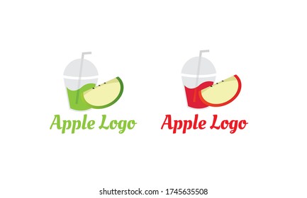 green Apple Logo and Red Apple Logo with modern style can for juice logo - fruit logo -drink symbol , food icon ,Vector EPS 10