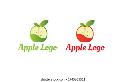 green Apple Logo and Red Apple Logo with modern style can for juice logo - fruit logo -drink symbol , food icon ,Vector EPS 10