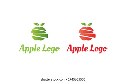 green Apple Logo and Red Apple Logo with modern style can for juice logo - fruit logo -drink symbol , food icon ,Vector EPS 10