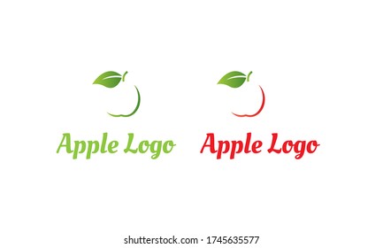 green Apple Logo and Red Apple Logo with modern style can for juice logo - fruit logo -drink symbol , food icon ,Vector EPS 10