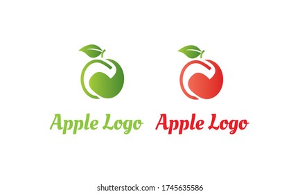 green Apple Logo and Red Apple Logo with modern style can for juice logo - fruit logo -drink symbol , food icon ,Vector EPS 10