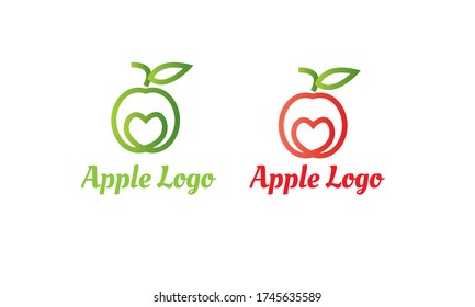 green Apple Logo and Red Apple Logo with modern style can for juice logo - fruit logo -drink symbol , food icon ,Vector EPS 10