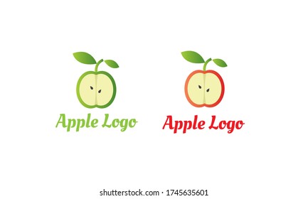 green Apple Logo and Red Apple Logo with modern style can for juice logo - fruit logo -drink symbol , food icon ,Vector EPS 10