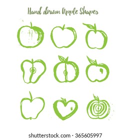 Green apple logo set in grunge style isolated on white background. EPS10