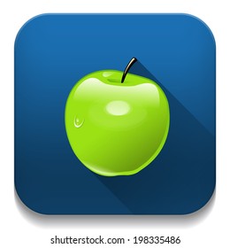 Green Apple With long shadow over app button