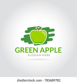 green apple love logo flat simple modern vector illustration