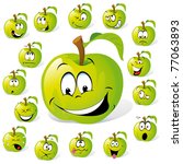 green apple with many expressions