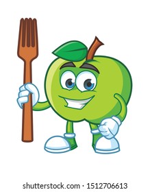 green apple mascot character vector